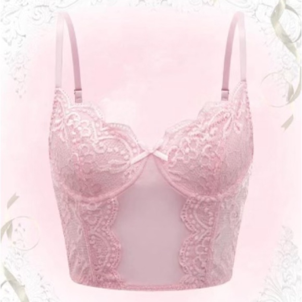 ROMWE | Pink Corset Top